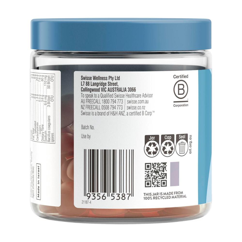 Swisse Probiotic + Prebiotic Gummies 3 Billion CFU of probiotics per serve - 45 pack