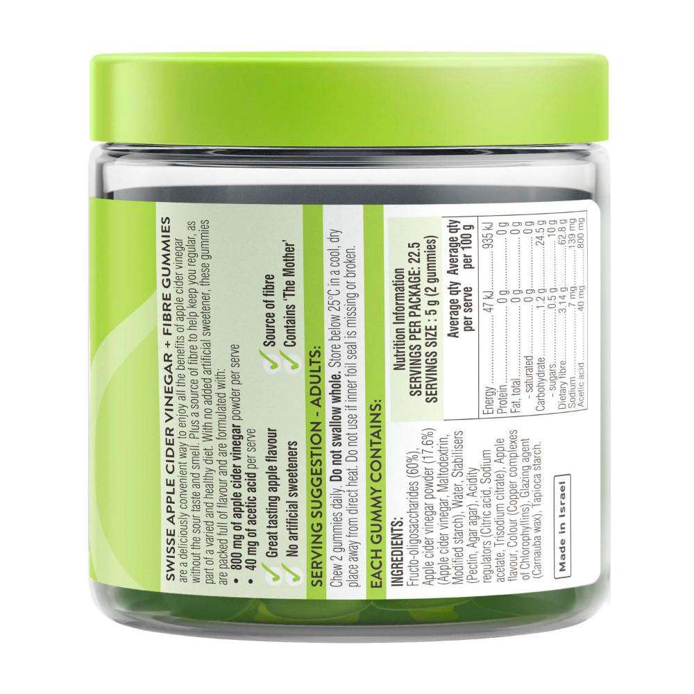 Swisse Apple Cider Vinegar + Fibre Gummies A Source Of Fibre - 45 Pack