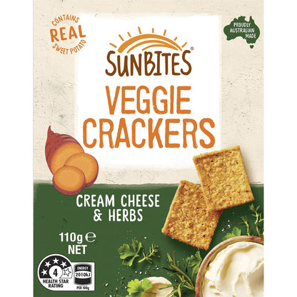 Sunbites Veggie Sweet Potato Crackers Share Pack Cream Cheese & Herb 110g