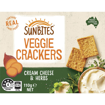 Sunbites Veggie Sweet Potato Crackers Share Pack Cream Cheese & Herb 110g