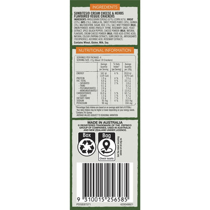 Sunbites Veggie Sweet Potato Crackers Share Pack Cream Cheese & Herb 110g