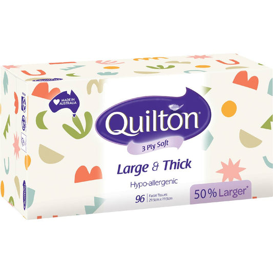 Quilton 2 Ply Large & Thick Hypo-allergenic Facial Tissue 96 Pack