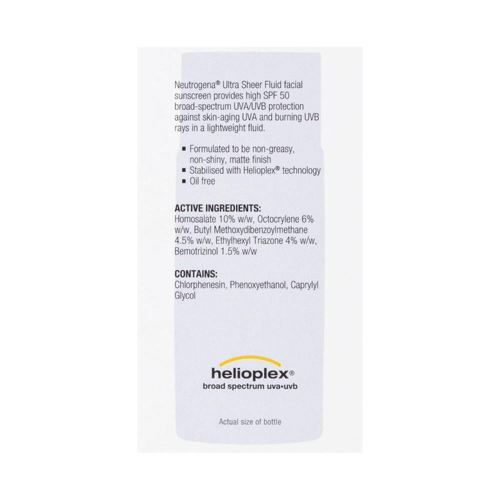 Neutrogena Ultra Sheer Face Fluid Sunscreen SPF 50 - 40mL