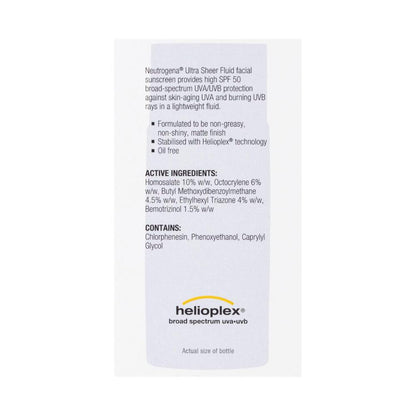Neutrogena Ultra Sheer Face Fluid Sunscreen SPF 50 - 40mL