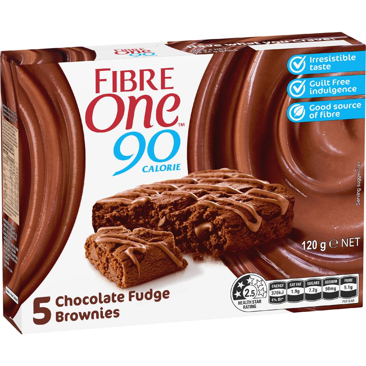 Fibre One 90 Calorie Chocolate Fudge Brownies 24g X 5 Pack