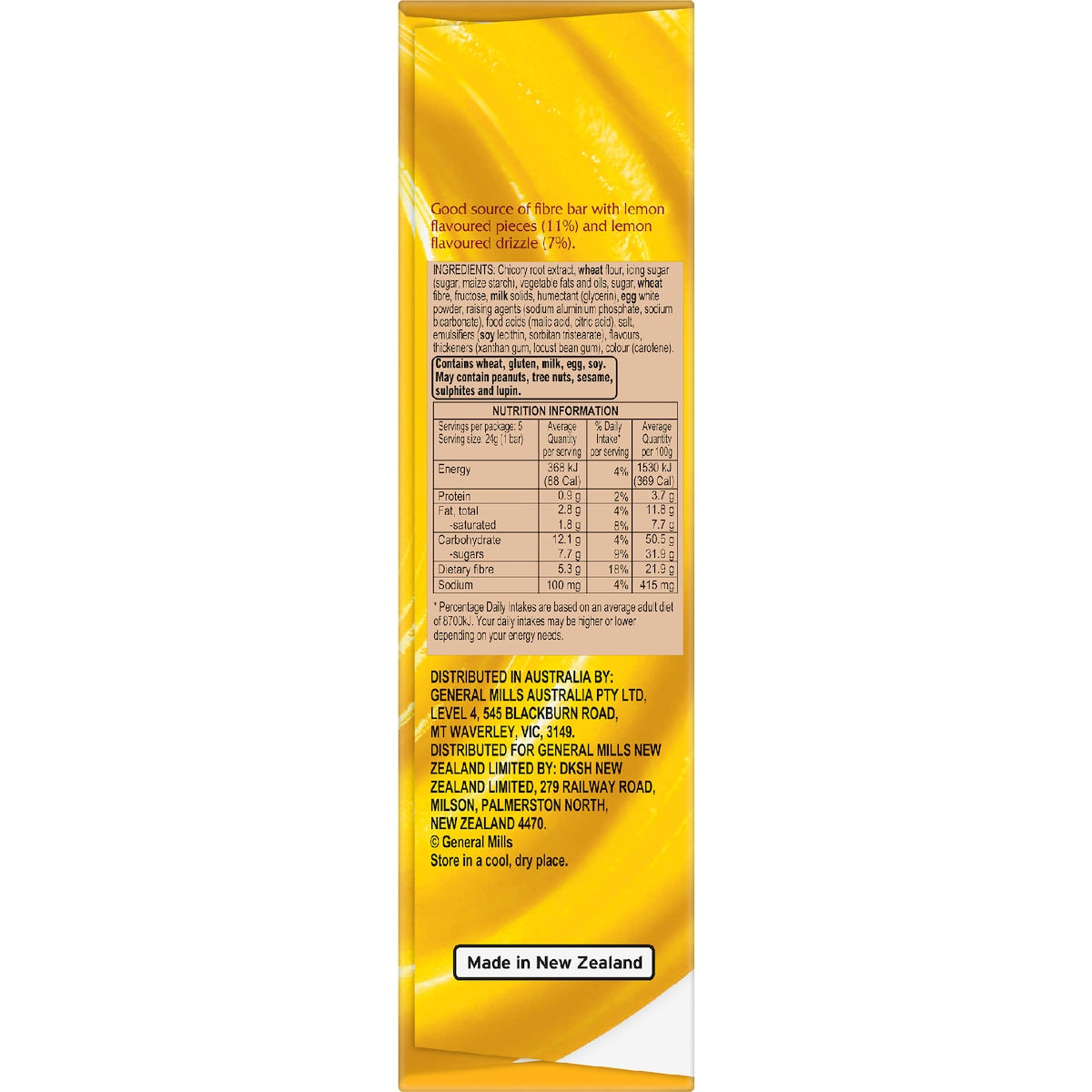 Fibre One 90 Calorie Lemon Drizzle Squares 5 Pack 120g