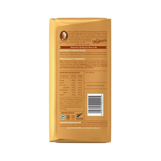 Whittaker's Block Chocolate Hazelnut - 200g