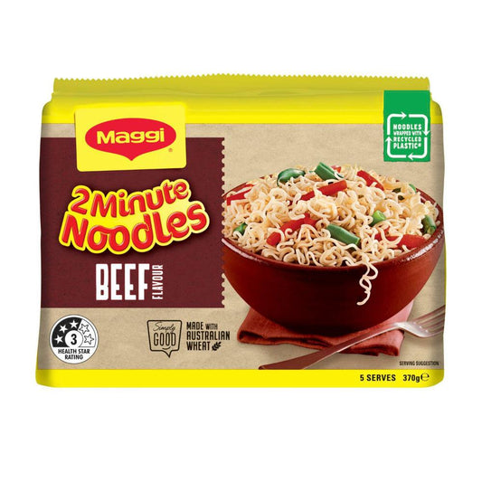 Maggi 2 Minute Instant Noodles Beef Flavour 5 Pack - 370g