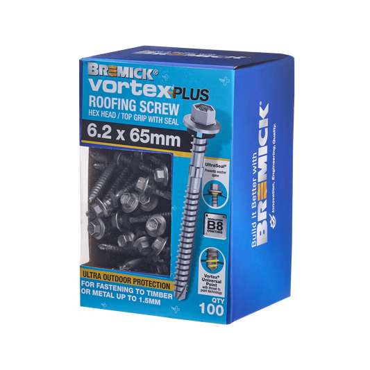 Bremick Vortex Plus Roofing Screw - 6.2 x 65mm - 100 Pack