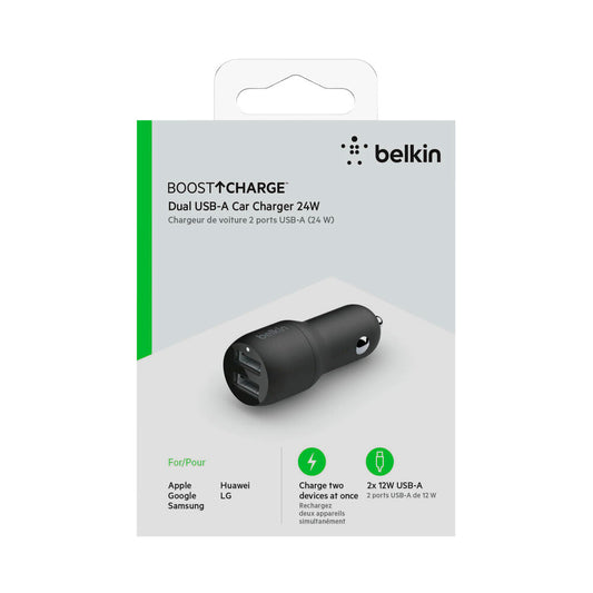 Belkin Boost Dual Usb-a Car Charger 24w - 1 Each