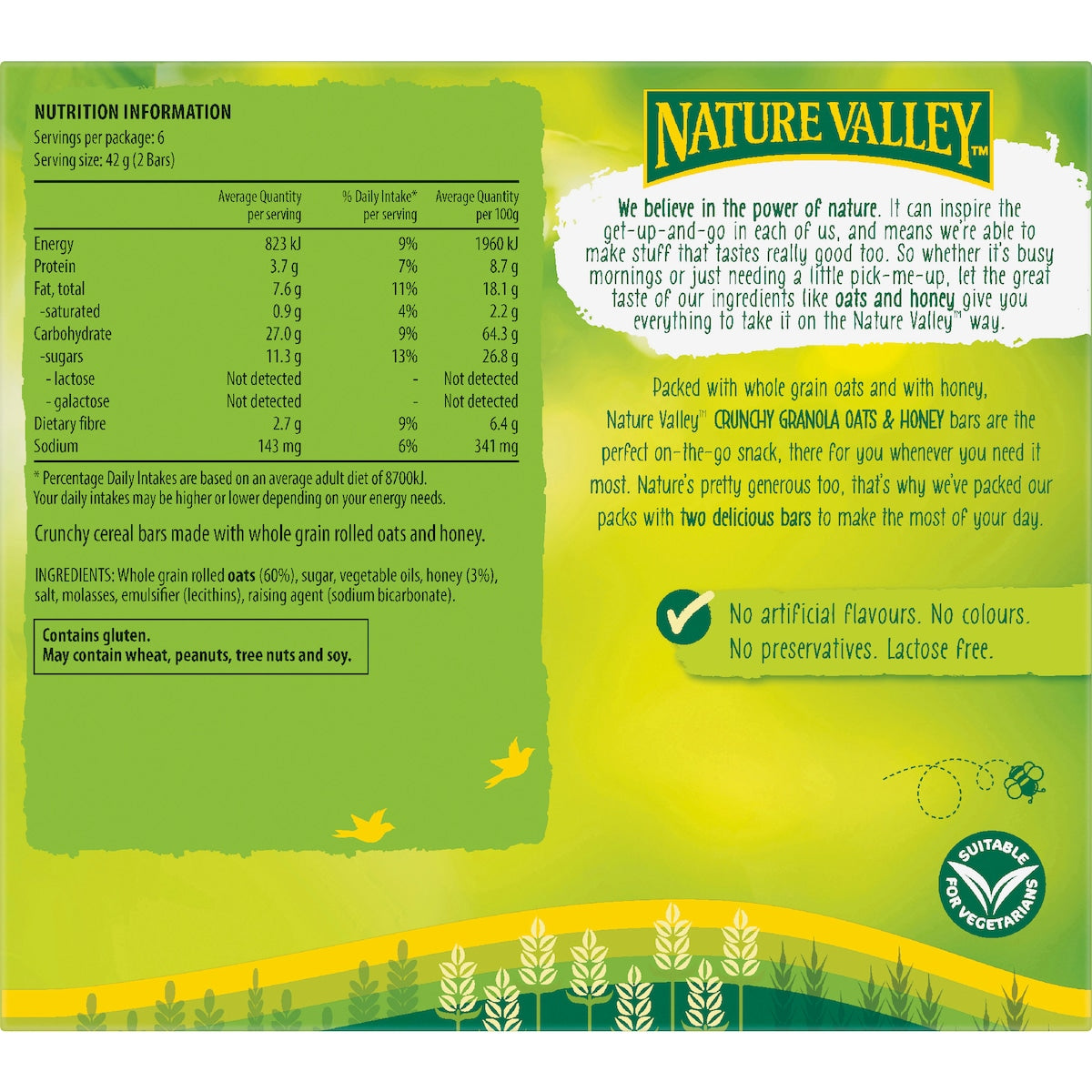 Nature Valley Crunchy Oats & Honey Granola Bars 252g 6 Pack