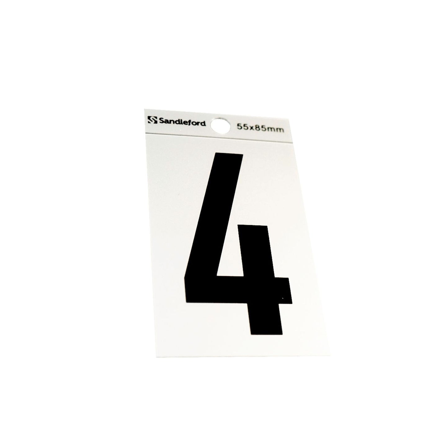 Sandleford Self Adhesive House Number 4 - 85mm - Silver/Black