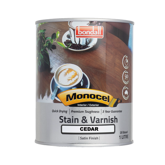 Bondall Monocel Exterior Interior Stain & Varnish Cedar - 1L