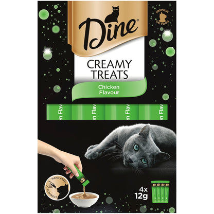 Dine Cat Creamy Treats Chicken Flavour Sachets 12g X 4 Pack