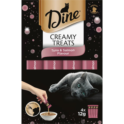 Dine Cat Creamy Treats Tuna & Salmon Flavour Sachets 12g X 4 Pack