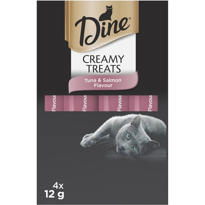 Dine Cat Creamy Treats Tuna & Salmon Flavour Sachets 12g X 4 Pack