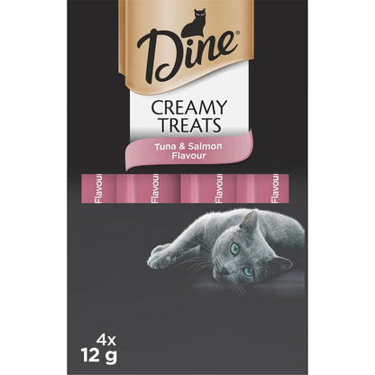 Dine Cat Creamy Treats Tuna & Salmon Flavour Sachets 12g X 4 Pack