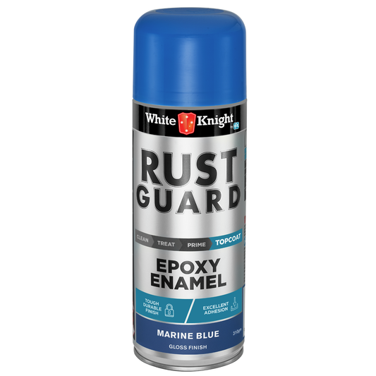 White Knight Rust Guard Epoxy Enamel Spray Paint - Marine Blue Gloss Finish 310g