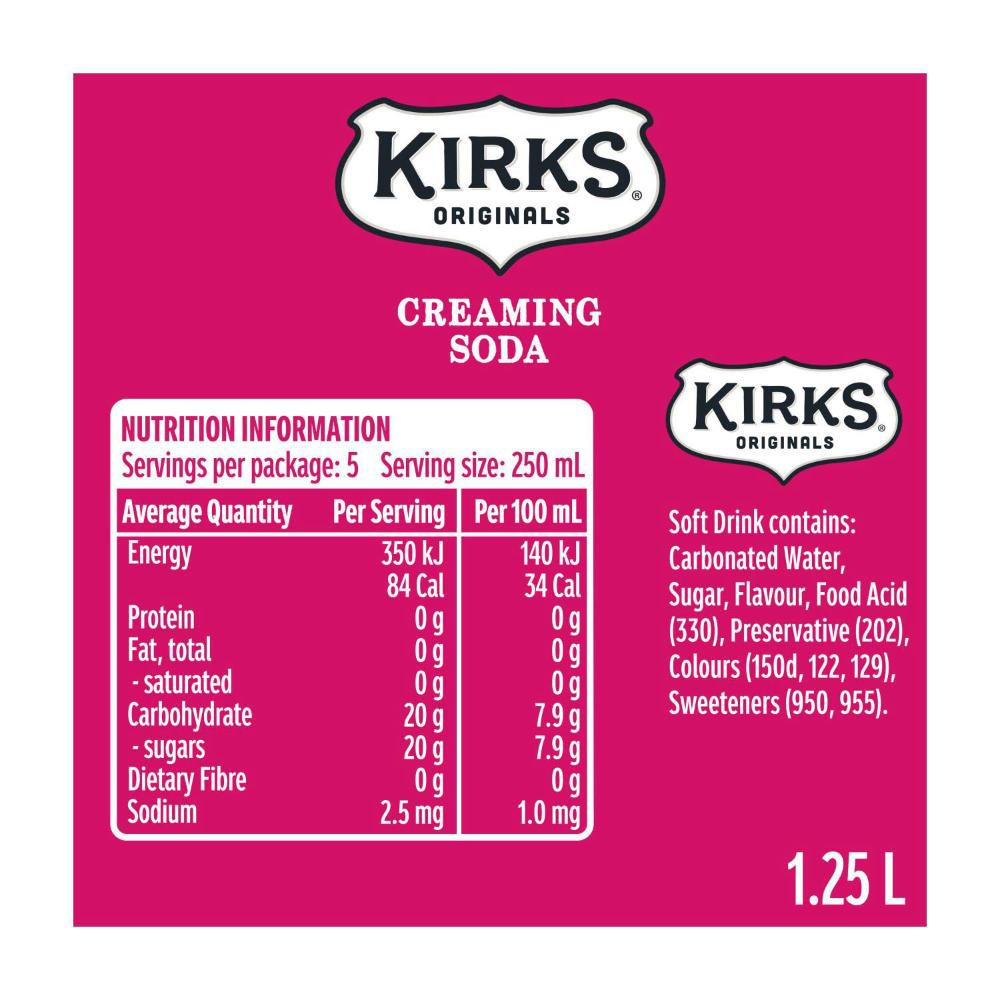 Kirks Creamy Soda Soft Drink - 1.25L