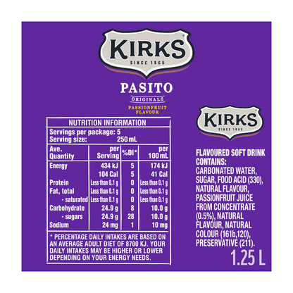 Kirks Pasito Passionfruit Soft Drink - 1.25L
