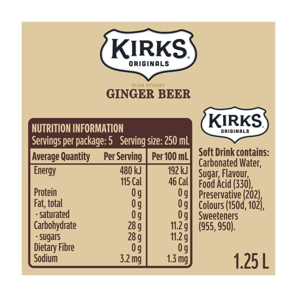 Kirks Ginger Beer Soft Drink - 1.25L