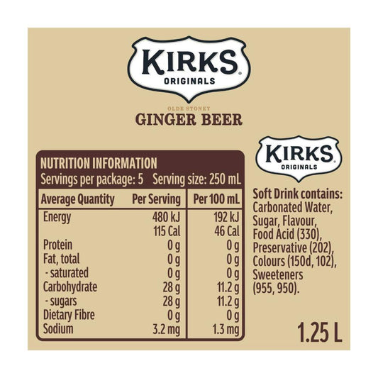 Kirks Ginger Beer Soft Drink - 1.25L