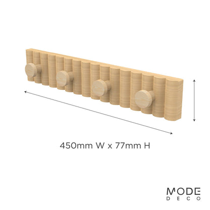 Mode Timber Hook Rack - 4 Hooks - 450 x 77mm