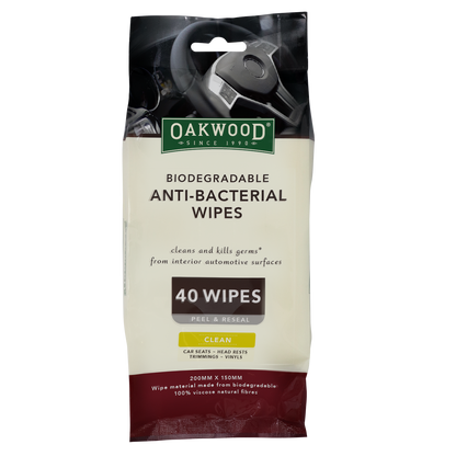 Oakwood Biodegradable Anti Bacterial Wipe - 200 x 150mm - 40 Wipes