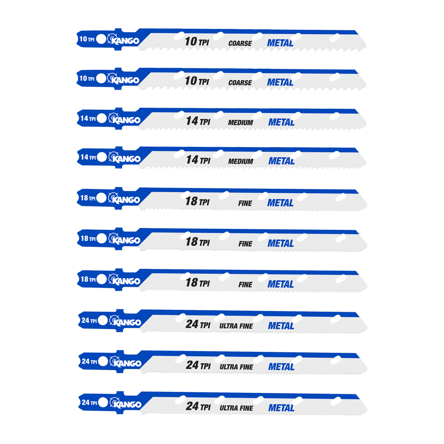 Kango Metal Jigsaw Blade Set - 10 Piece - 102 x 13 x 124mm