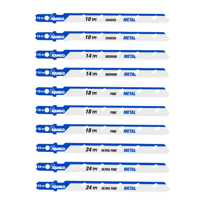 Kango Metal Jigsaw Blade Set - 10 Piece - 102 x 13 x 124mm