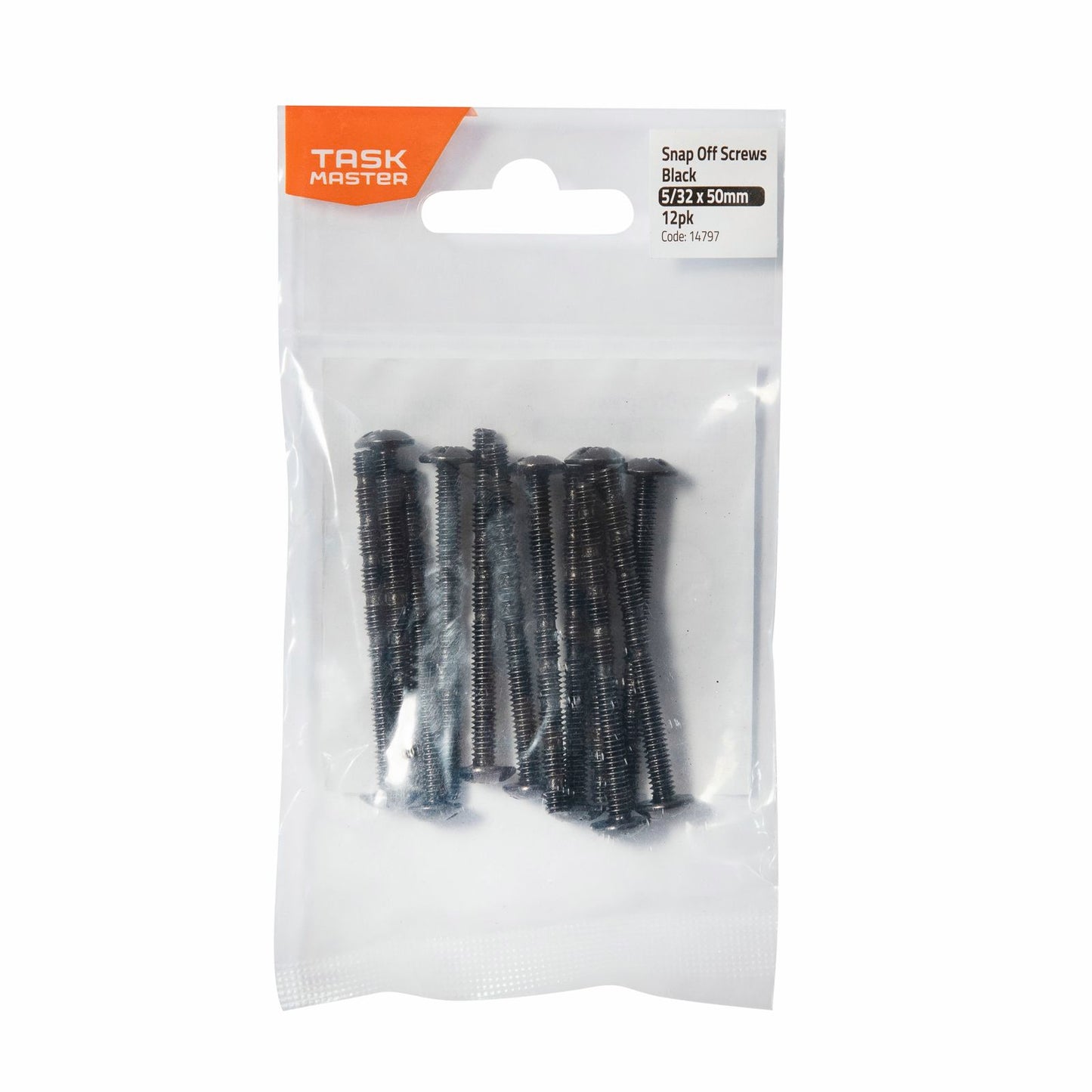 Taskmaster Black Snap Off Screw - 5/32 x 50mm - 12 Pack