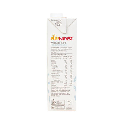 Pureharvest Organic Rice Unsweetened Long Life Milk Uht - 1L