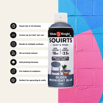 White Knight Squirts Midnight Blue Gloss Spray Paint - 310g