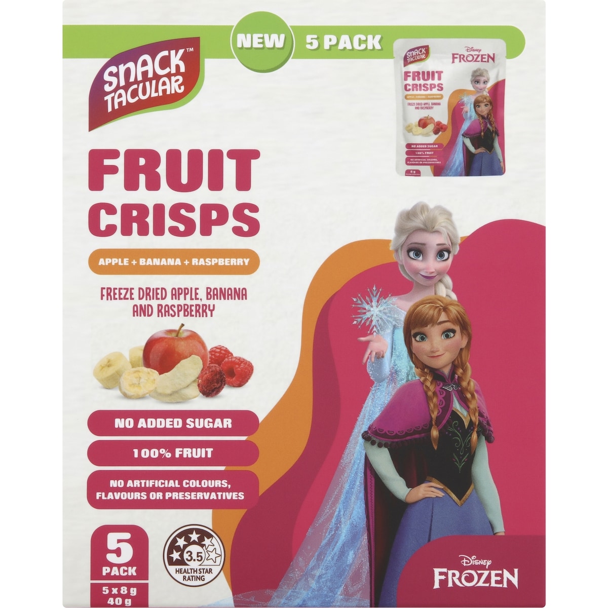 Snacktacular Fruit Crisps Apple Raspberry & Banana 8g X 5 Pack