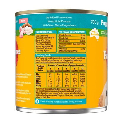 Pedigree Puppy Wet Dog Food With Chicken & Rice Mince Can - 700g