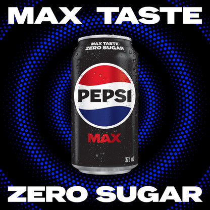 Pepsi Max No Sugar Soft Drink Cans 375ml X 24 Pack