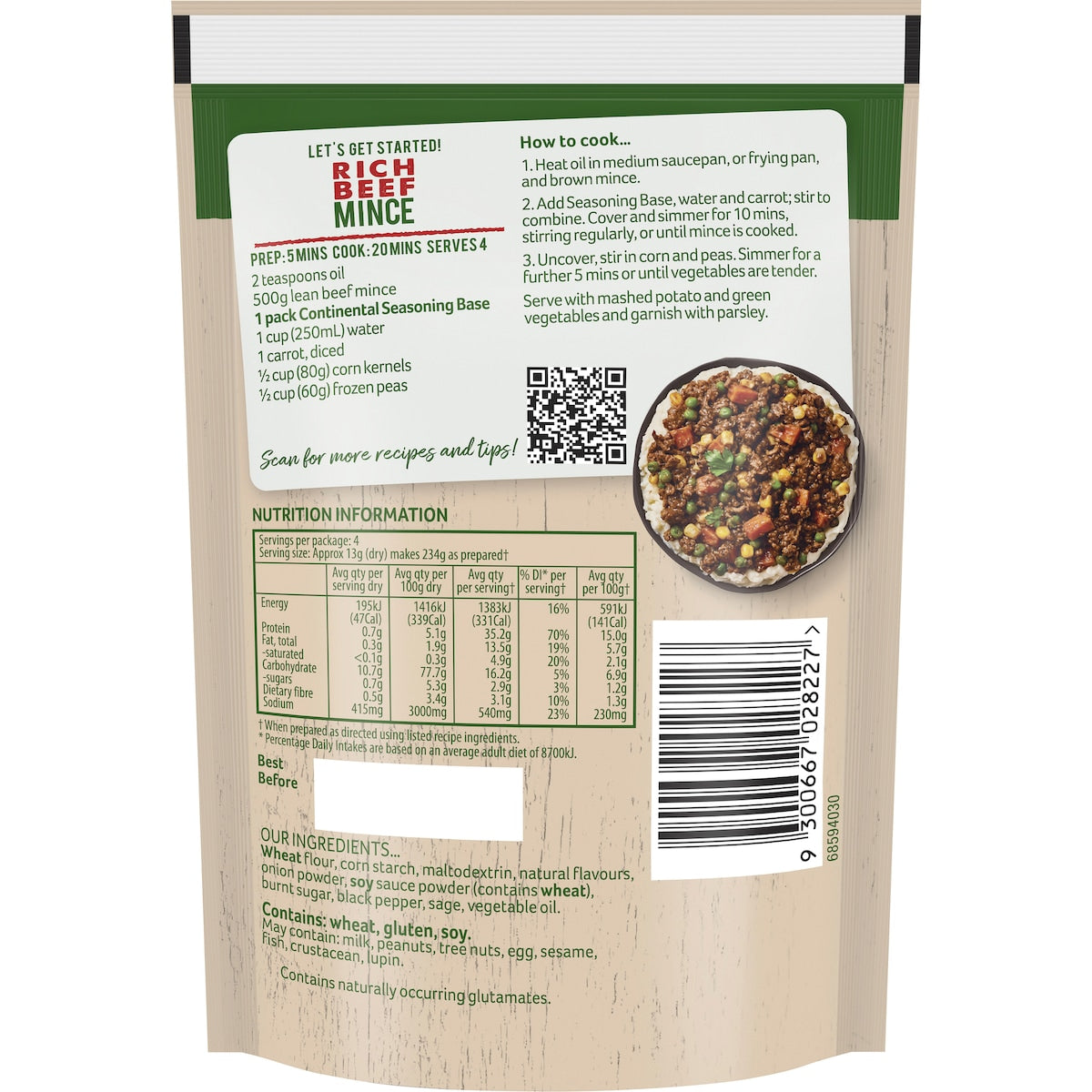 Continental Classics Recipe Base Rich Beef Mince 50 G