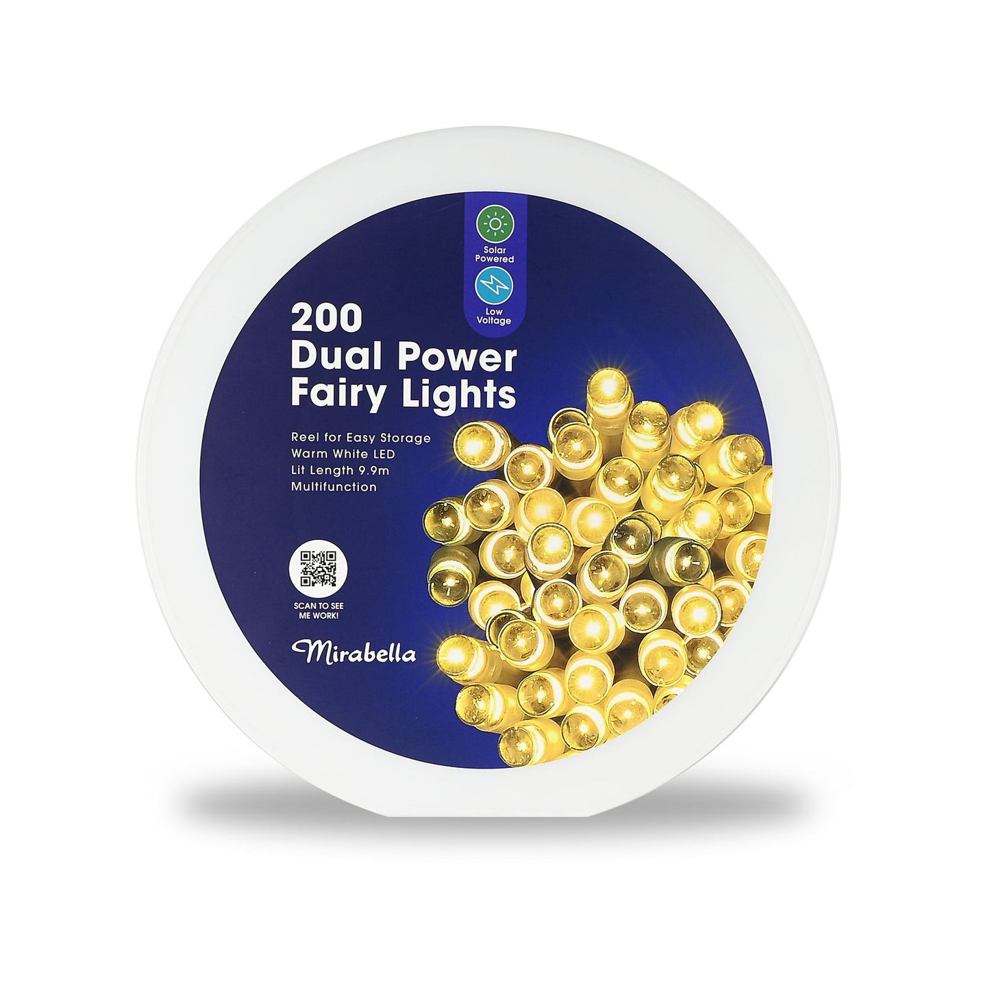 Mirabella 200 Dual Power Fairy Lights - 9.9m - Warm White - Solar Powered