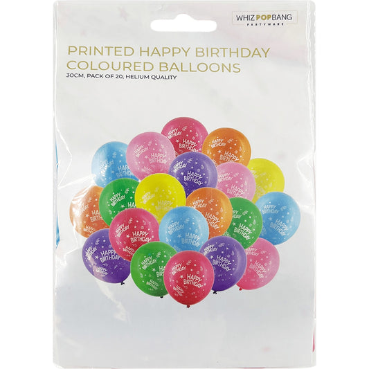 Whiz Pop Bang Happy Birthday Balloons 20 Pack