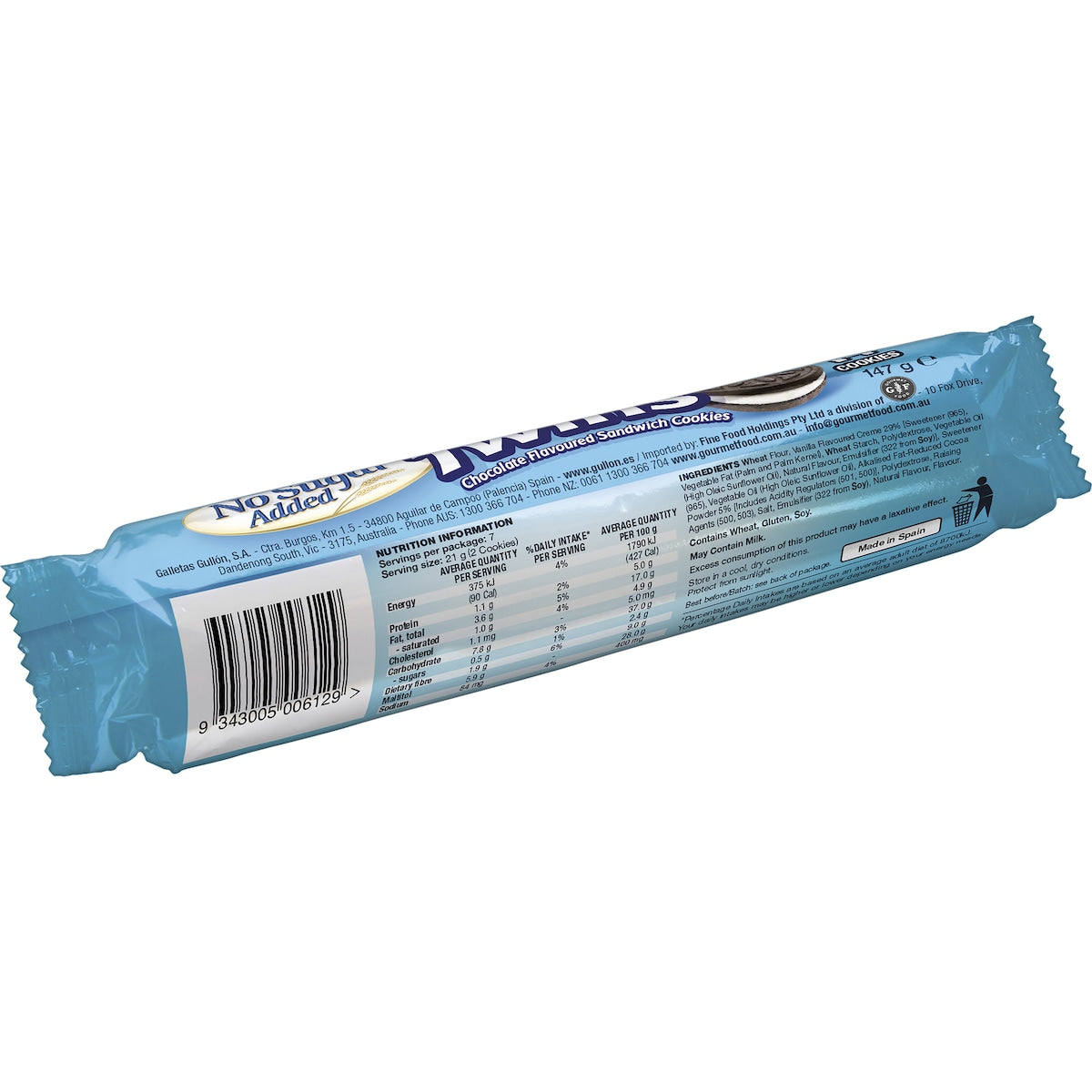 Gullon No Added Sugar Choc Twin Biscuits 147g