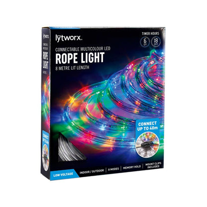 Lytworx 8m Multicolour Connectable Rope Light - Plastic - Timer - LED