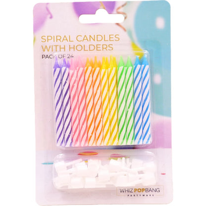 Whiz Pop Bang Spiral Candles With Holder 24 Pack