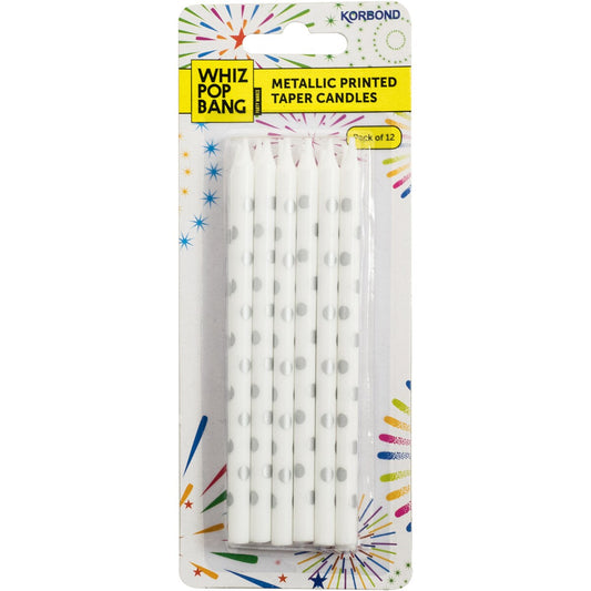 Korbond Party Candles Metallic Coloured 12 Pack