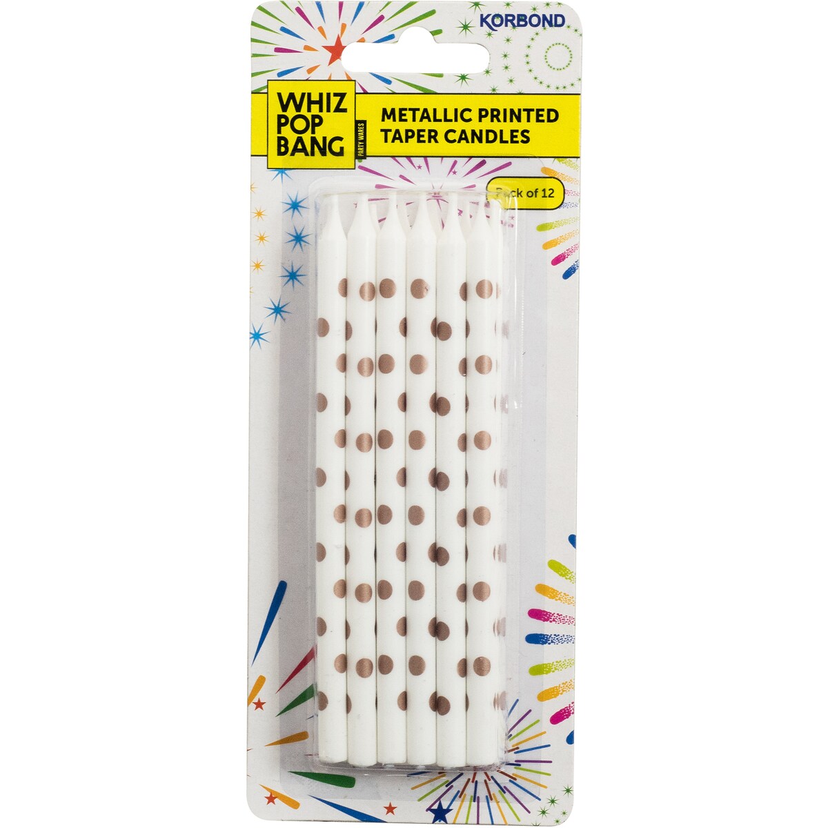 Korbond Party Candles Metallic Coloured 12 Pack