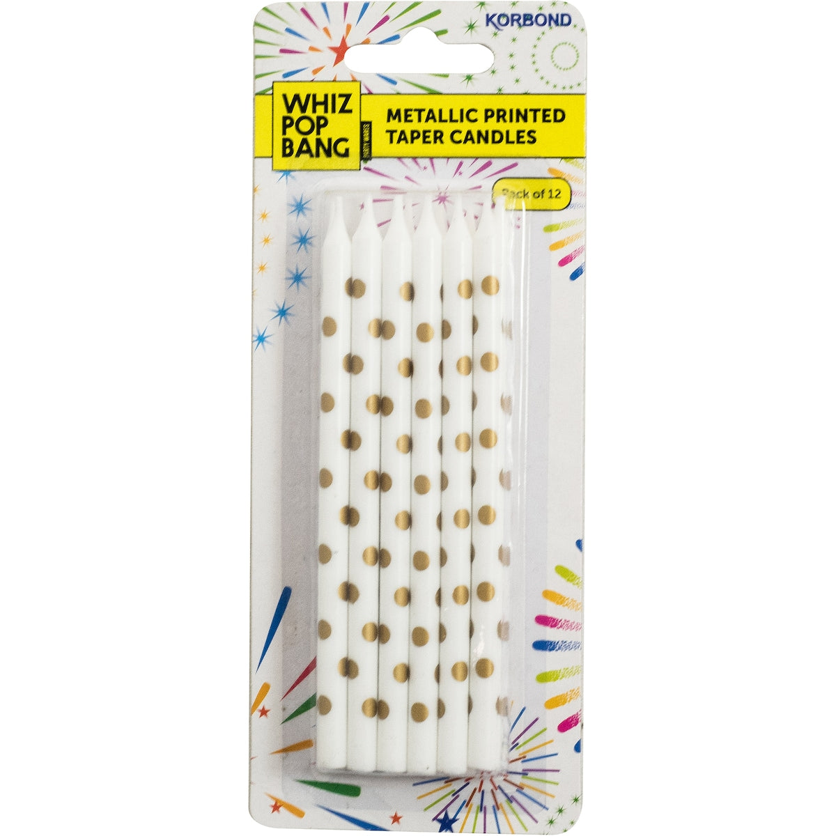 Korbond Party Candles Metallic Coloured 12 Pack