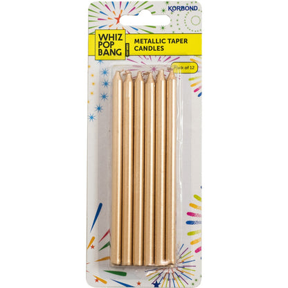 Korbond Party Candles Metallics Gold & Silver 12 Pack