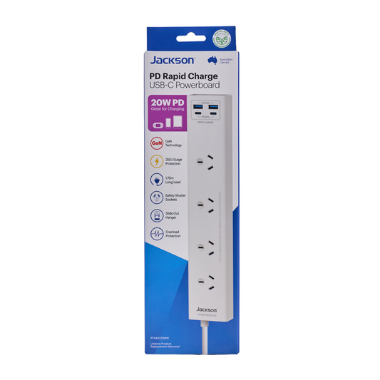 Jackson Powerboard - 4 Outlet - 1.75m - White