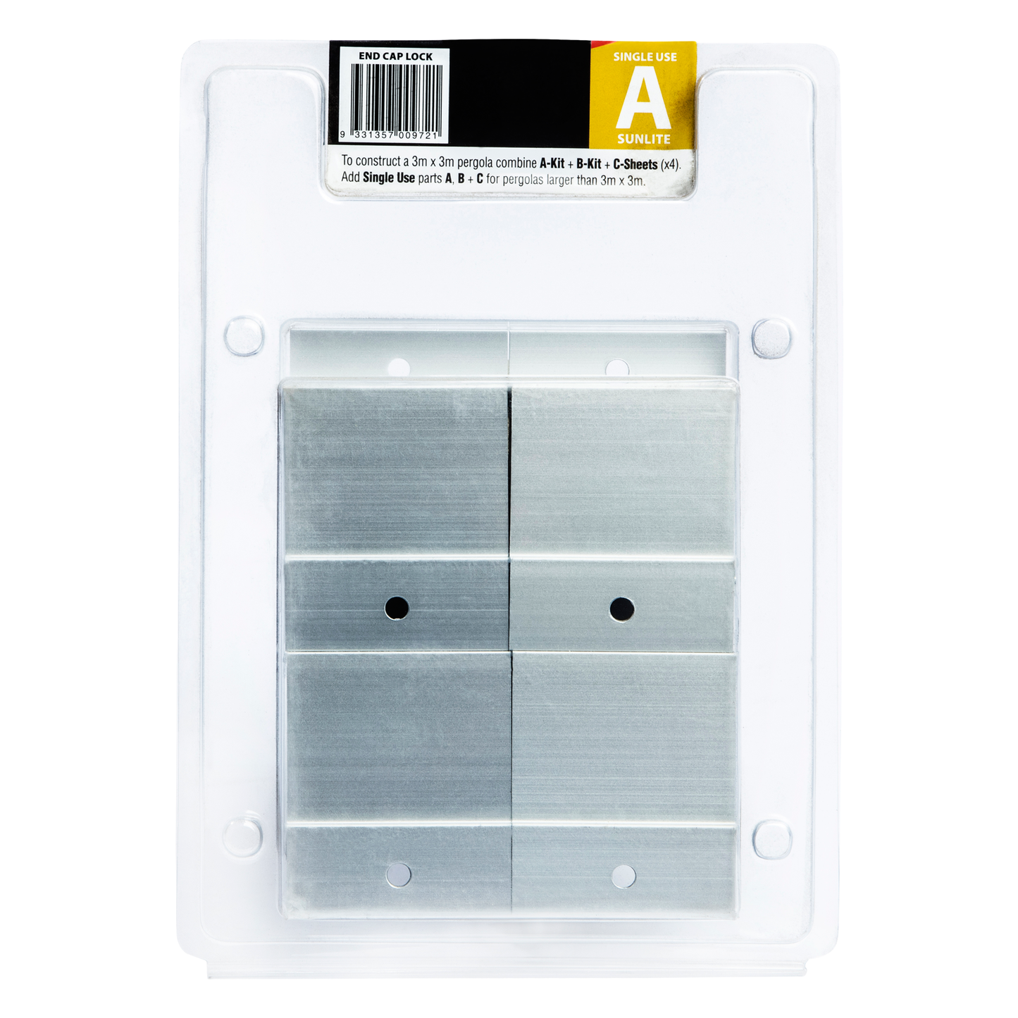 Suntuf Sunlite Aluminium End Cap Lock - 50mm - 8 Pack