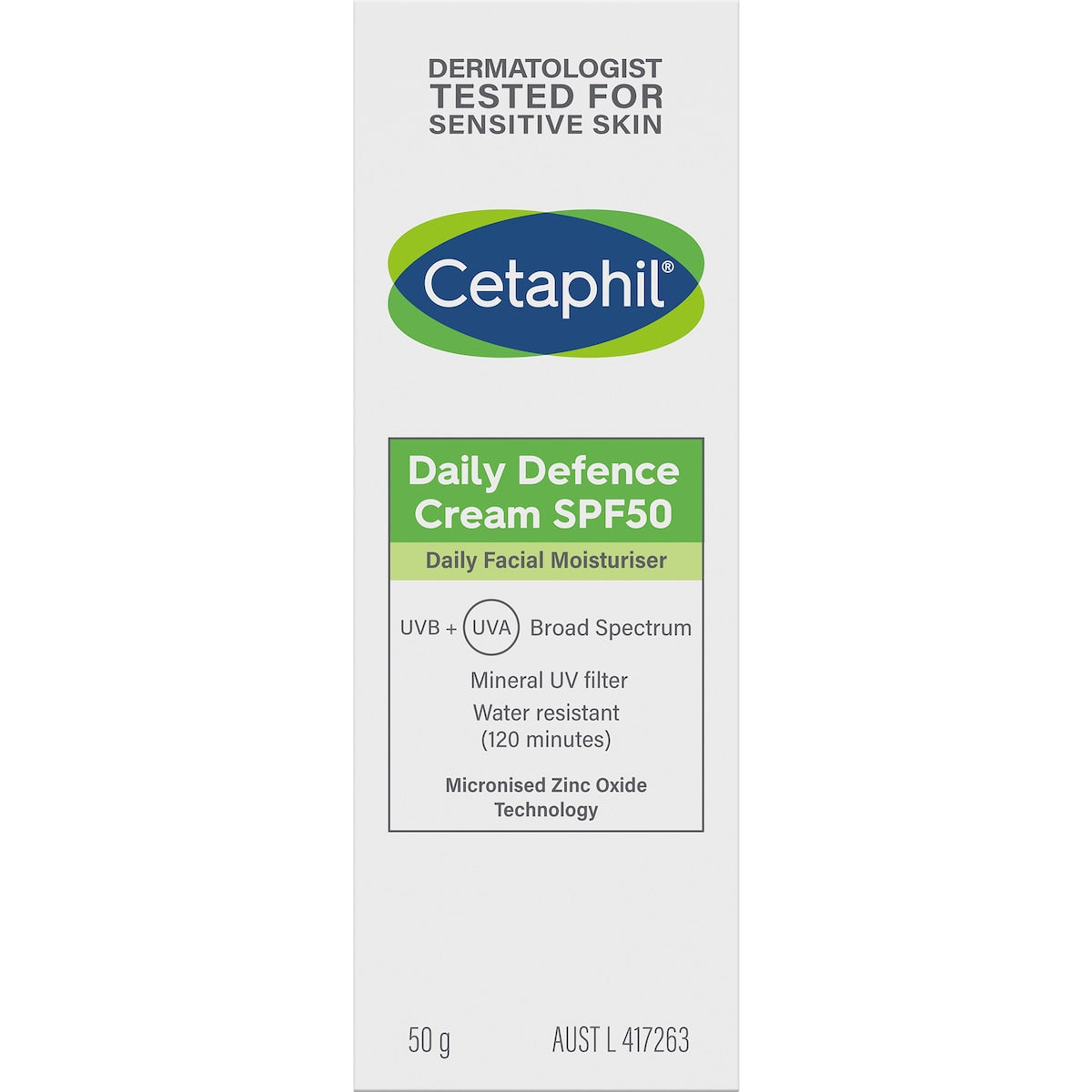 Cetaphil Daily Defence Cream Spf50 Facial Moisturiser 50g