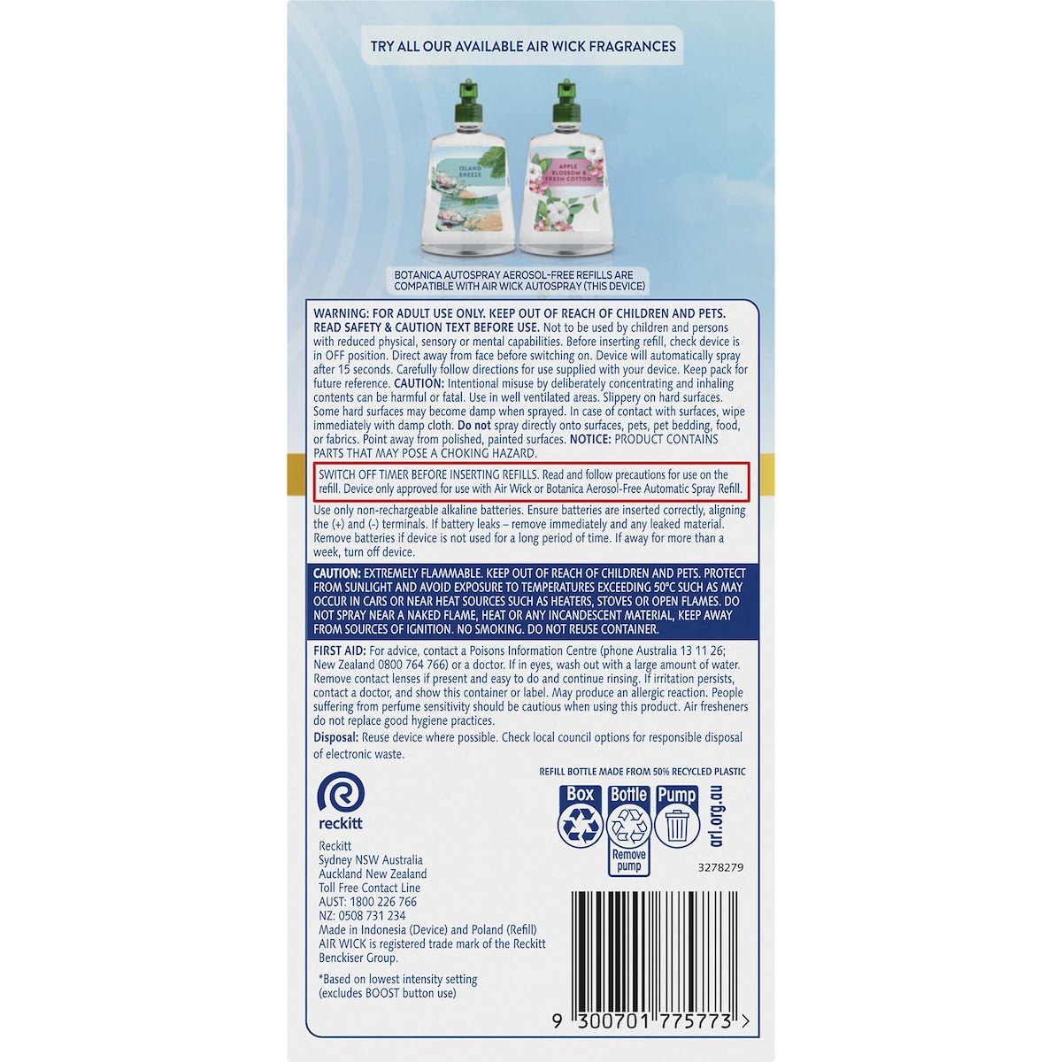 Air Wick Odour Neutralising Automatic Spray Island Breeze 228ml